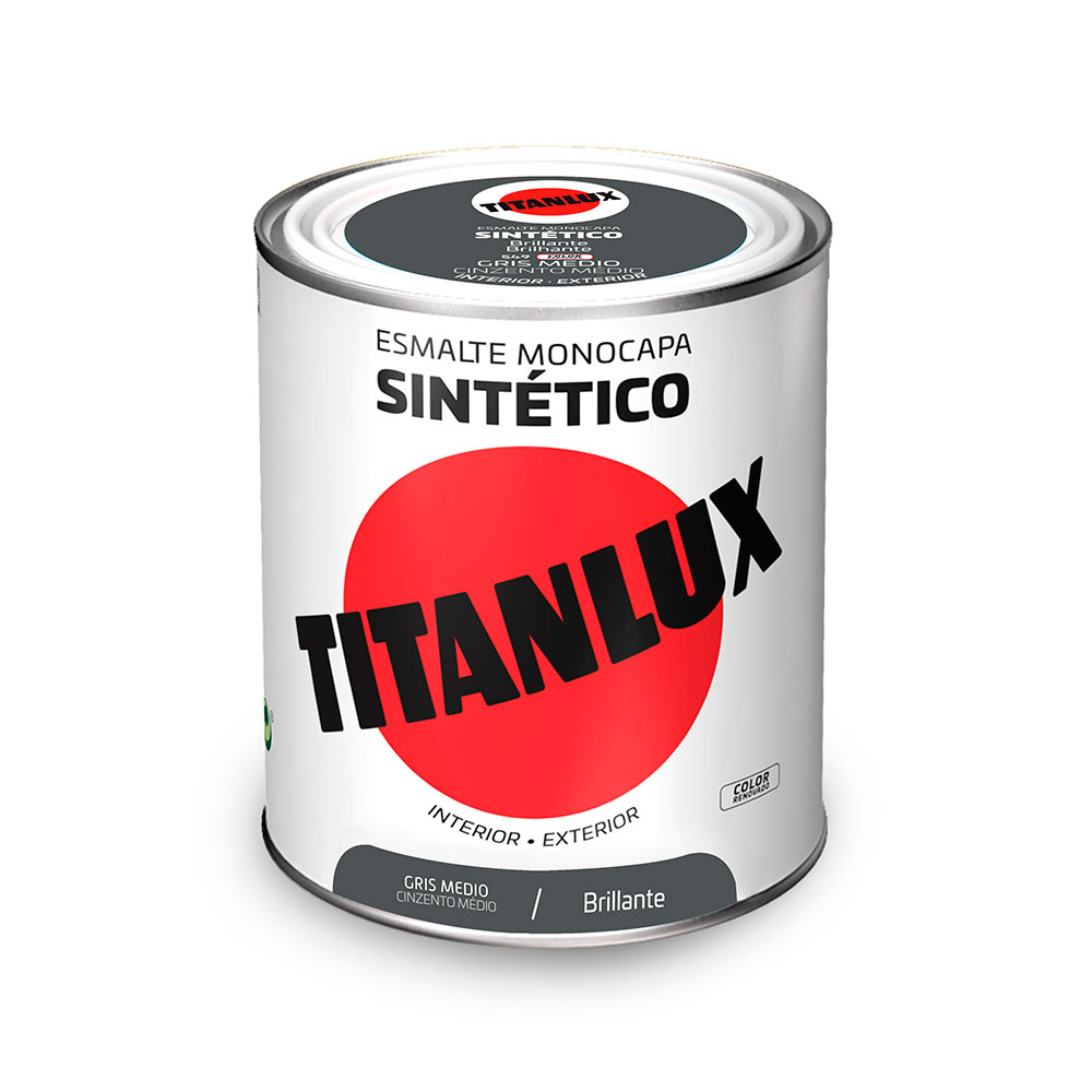 Titanlux Esmalte Sintético Brillante Gris Medio 0,75l 001054934