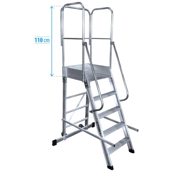 ESCALERA 7 PELDAÑOS PLEGABLE CON PLATAFORMA 60x60 1.74CM Y BARANDILLA EP-1 KTL  *OFERTA*