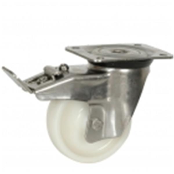 RUEDA 80 NYLON BASE GIRATORIA FRENO INOXIDABLE 150KG