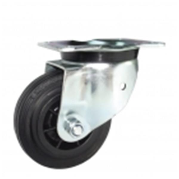 RUEDA 200 GOMA BASE GIRATORIA 215KG 241MM ZINCADA