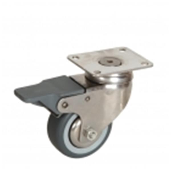 RUEDA 100 INOXIDABLE BASE GIRATORIA FRENO ARO GOMA GRIS 50KG