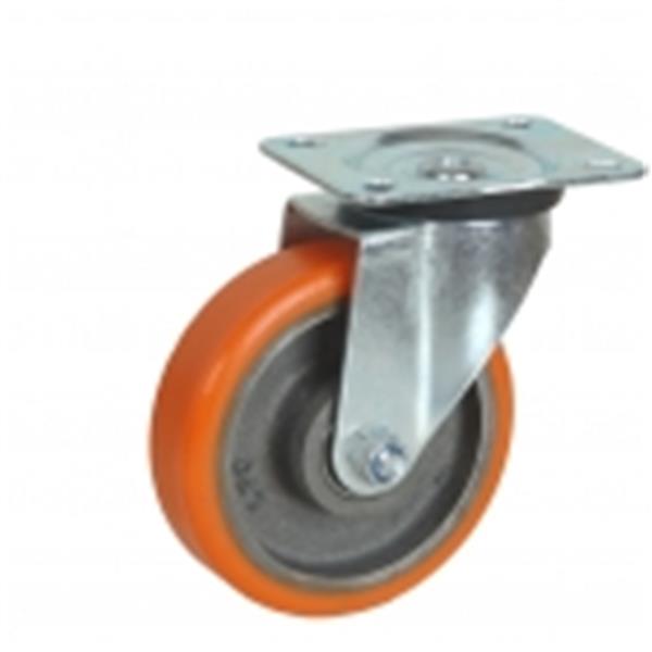 RUEDA 125 BASE GIRATORIA POLIURETANO 300KG 152MM ALTURA ZINCADA