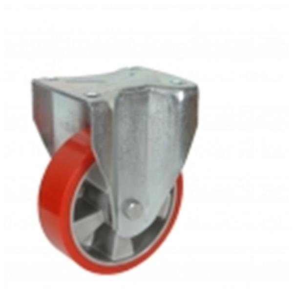 RUEDA 125 FIJA ARO POLIURETANO NUCLEO ALUMINIO CON RODAMIENTO 425KG ALUMINIO/ROJA  80561