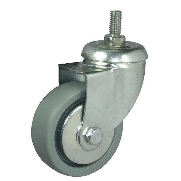 RUEDA 60 BASE GIRATORIA TORNILLO M8x15MM ARO GOMA GRIS 50KG