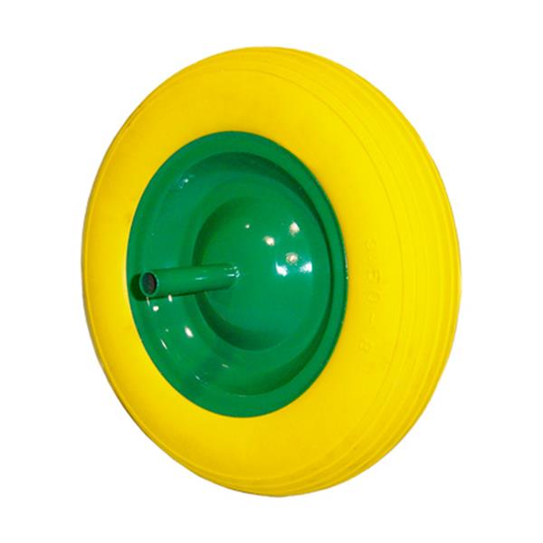 RUEDA CARRETILLA IMPINCHABLE ø350 CON EJE AMARILLA