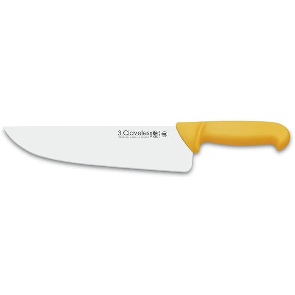 CUCHILLO CARNICERO INOX MANGO AMARILLO 27CM 3 CLAVELES