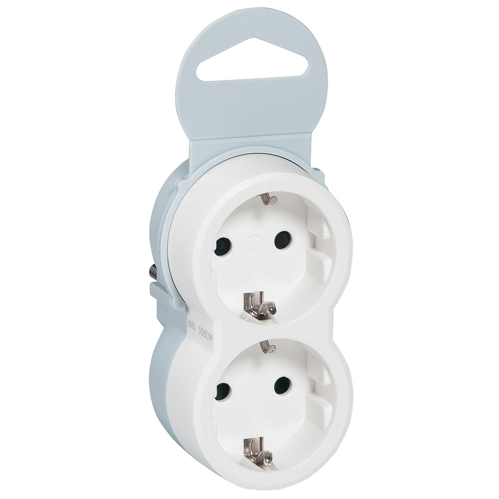 Adaptador Blanco/Gris 2x2p+T 10/16 Frontal