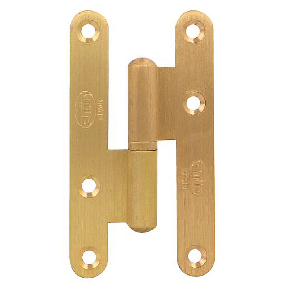 Pernio sin remate con canto redondo derecha 95x52x2,3mm. Latón cromado mate - Mod. 405