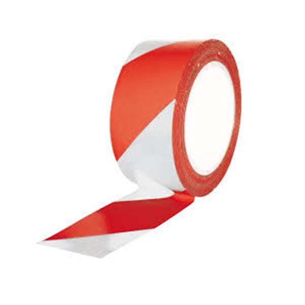 CINTA SEÑALIZACION ADHESIVA ROJA/BLANCA 50MM ROLLO 33M