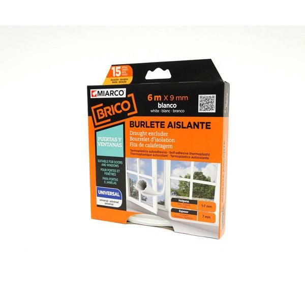 BURLETE AISLANTE BLANCO 9MM 6M FORMA O ADHESIVO MIARCO (HOLGURA 1A7MM)