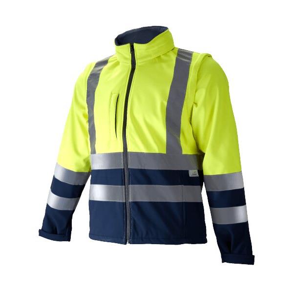 CHAQUETA XL SOFTSHELL AMA/AZUL CON REFLECTANTE *MANGAS DESMONTABLES*