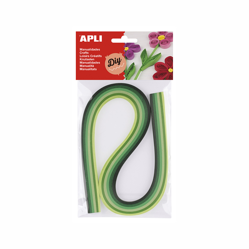 B.Papel Quilling 120 Tiras Tonos Verdes