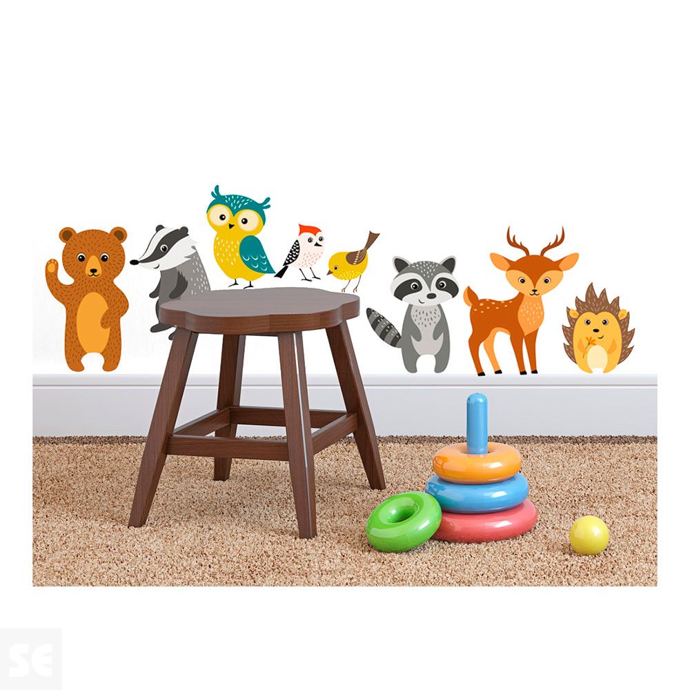 Sticker Deco Animales Bosque 24x68Cm
