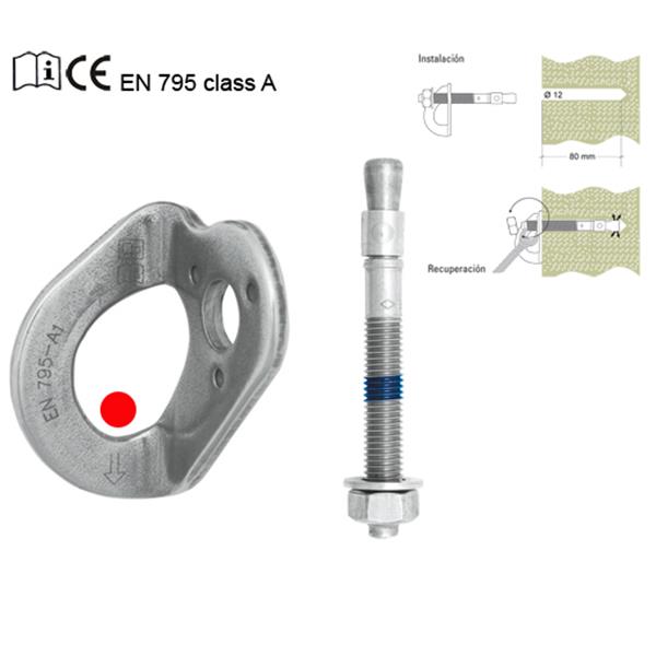 PUNTO DE ANCLAJE ARNES + ANCLAJE AT702 EN ALUMINIO 2 AGUJEROS