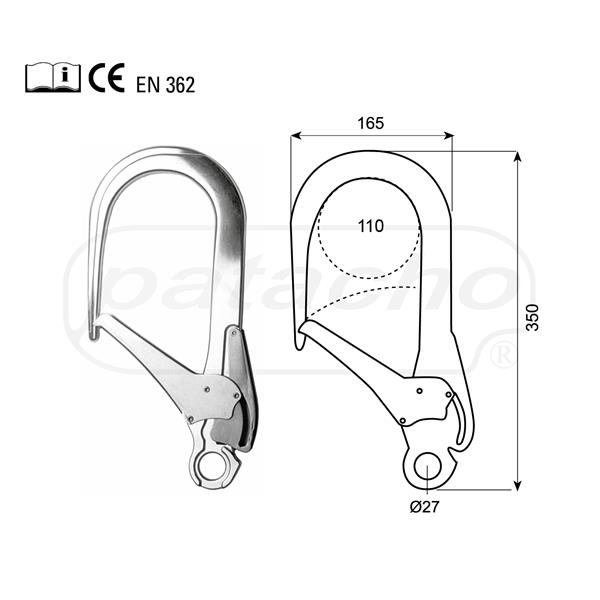 MOSQUETON GRAN APERTURA 110MM ALUMINIO **OFERTA**