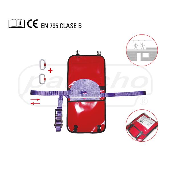 LINEA DE VIDA 20M CINTA 35MM AJUSTABLE CARRACA 2 MOSQUETONES + BOLSA TRANSPORTE *OFERTA*