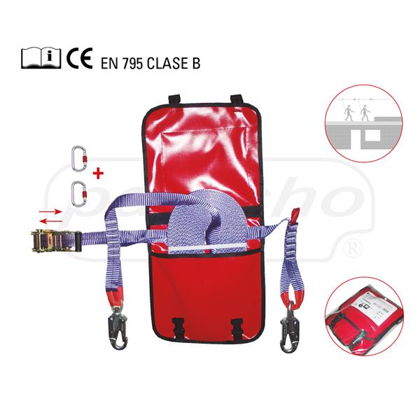 LINEA DE VIDA 20M CINTA 35MM AJUSTABLE CARRACA + 2 MOSQUETONES GIRATORIOS + BOLSA **OFERTA**