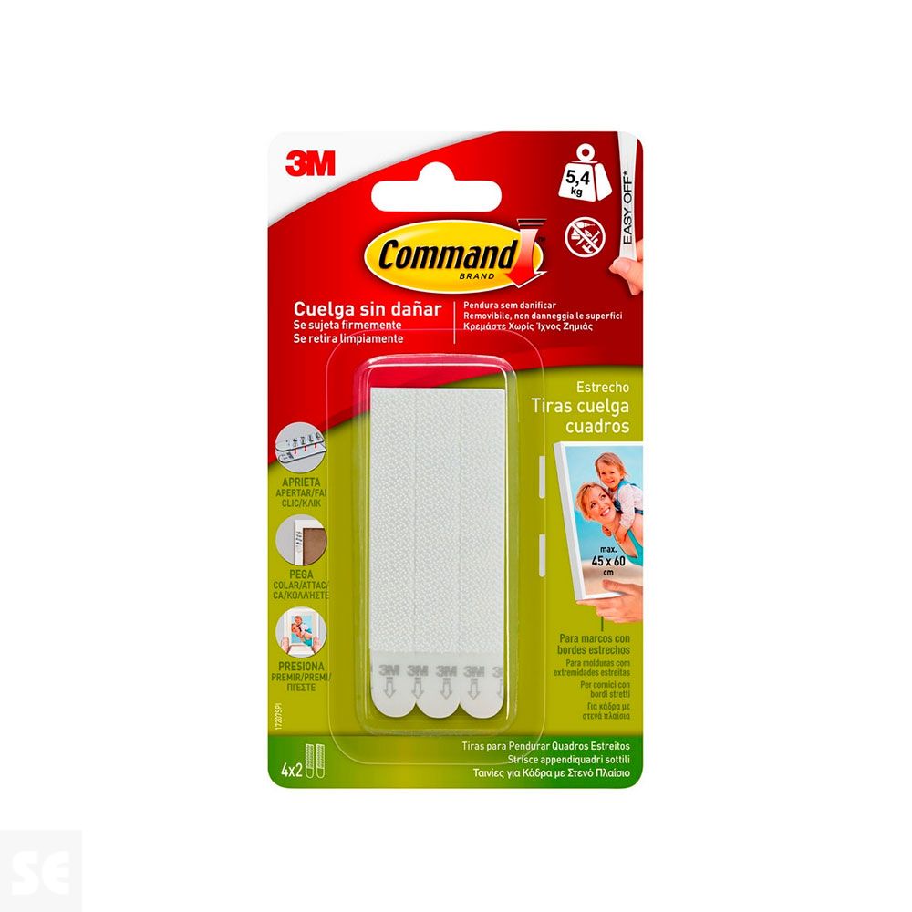 Tira Adhesiva Command Marcos Blanca Estrecha