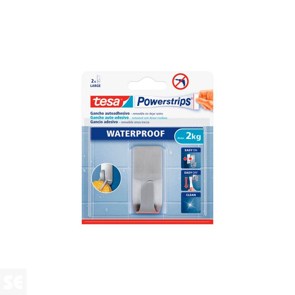 Powerstrips Waterproof Gancho Acero Inoxidable Baño