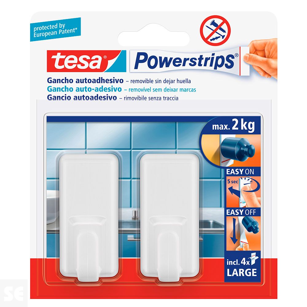 Ganchos Grandes + 4 Tiras Clasicos Blancos