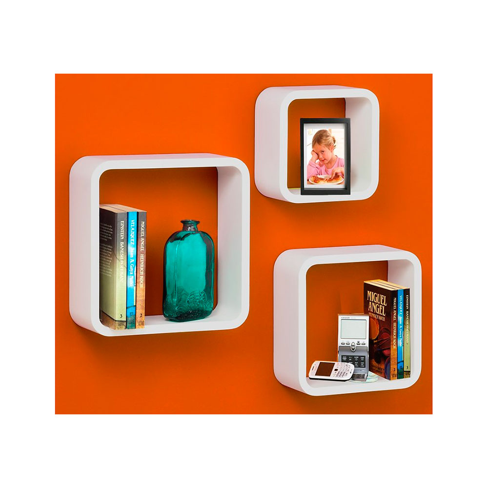 Kit Triple Cubo Cantos Redond. Lacado Blanco 30/25/20cm