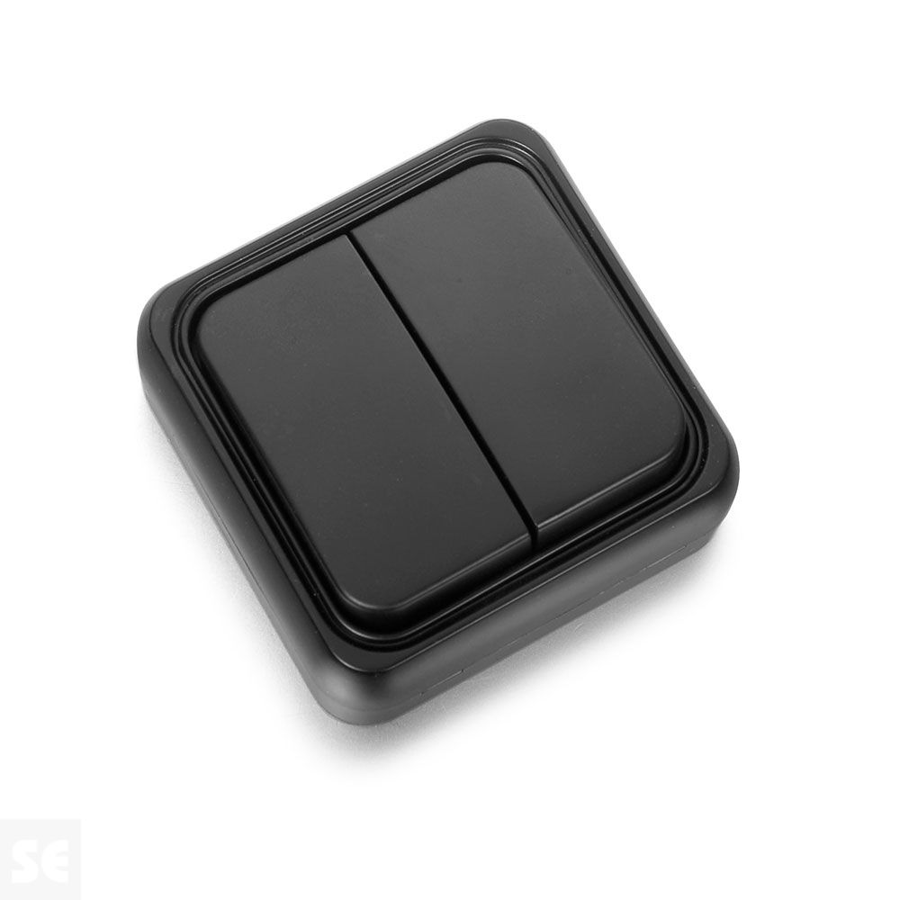 Doble Interruptor Superficie Negro