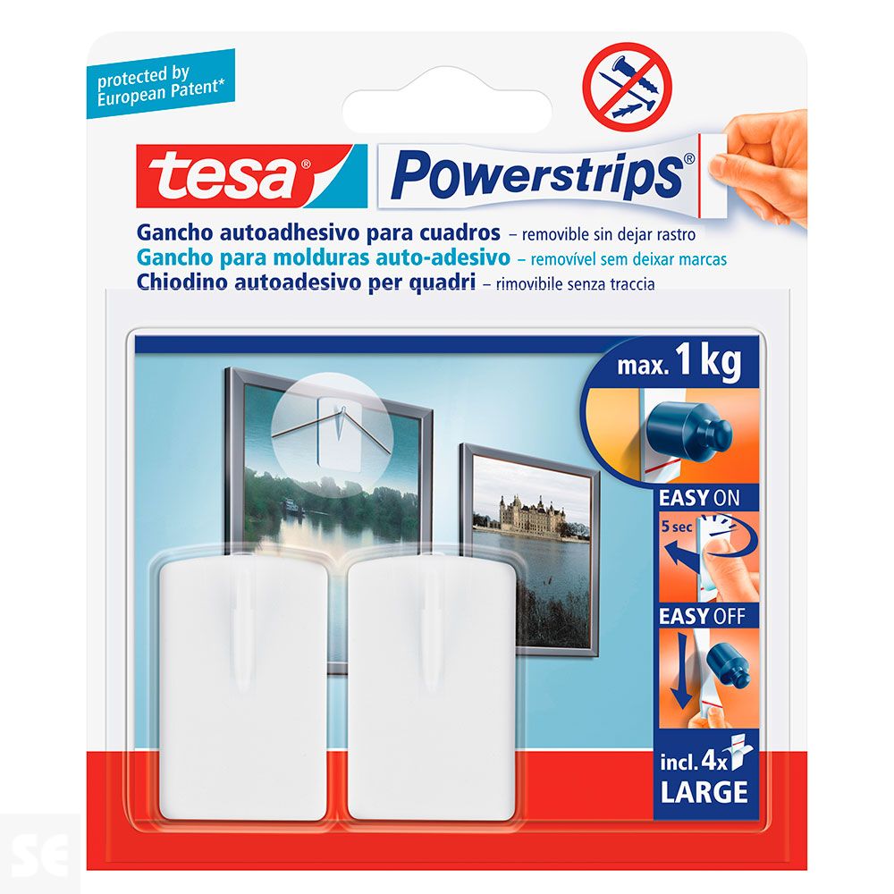 Soporte Para Cuadros Blanco 4 Tiras (Max. 1Kg)