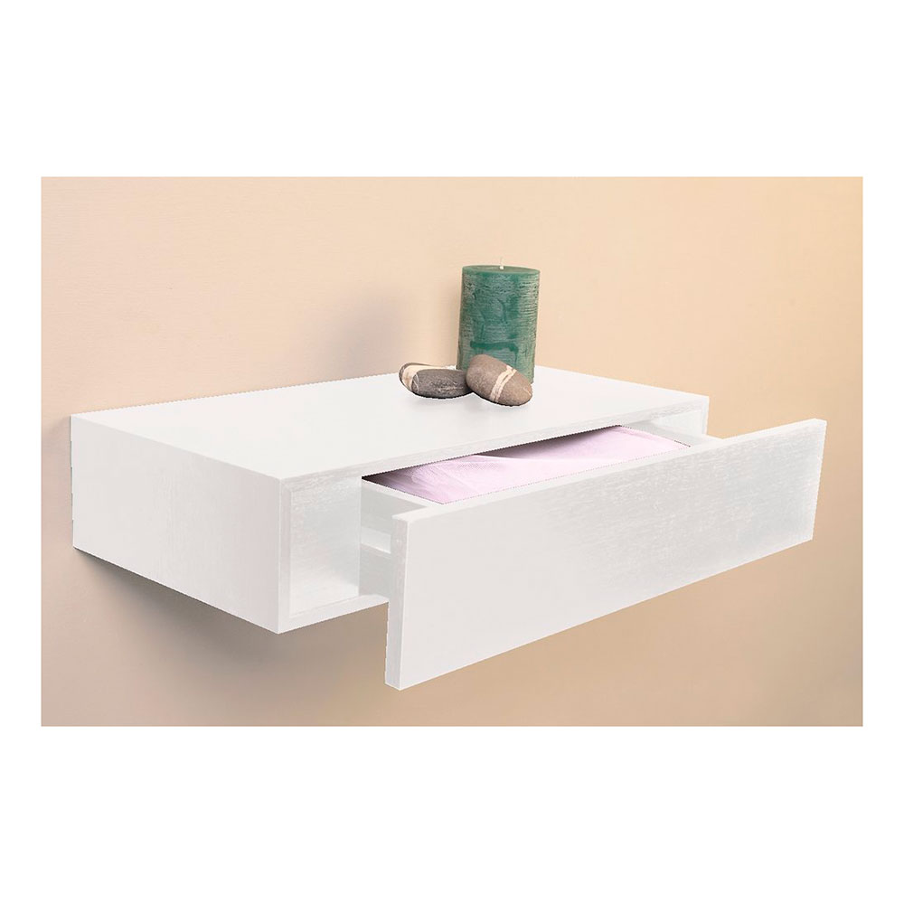 Estante Fijación Invisible y Cajón Hd-10 Blanco Brillo 48x25