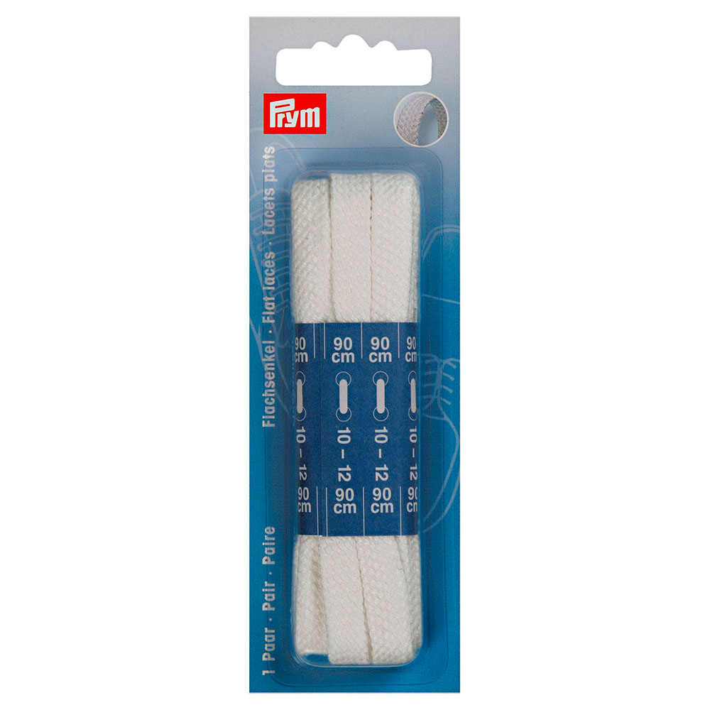 Cordones Algodón Planos Blanco 90 cm x 8 mm