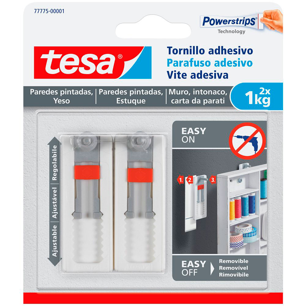 Sms Tornillo Adhesivo Ajustable Hasta 1Kg Para Pared Pintada