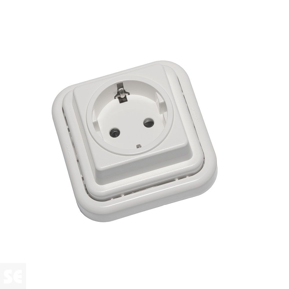 Base Enchufe Schuko TT Superficie Blanco 16a-230v
