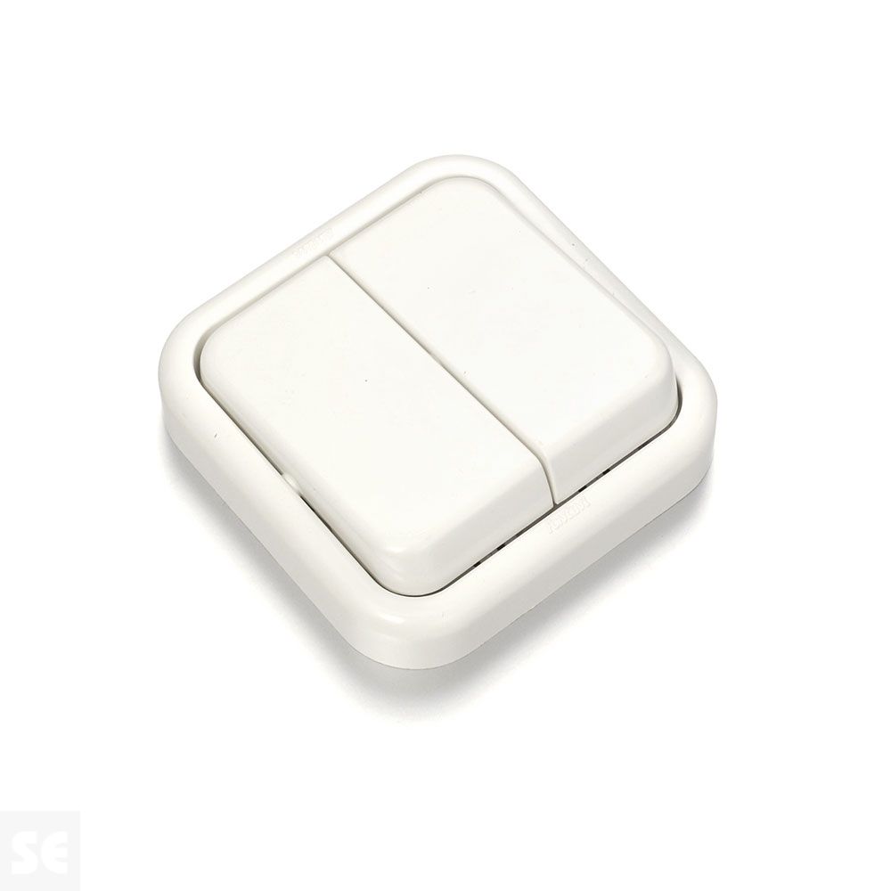 Doble Interruptor / Conmutador Superficie Blanco 10a 230v.