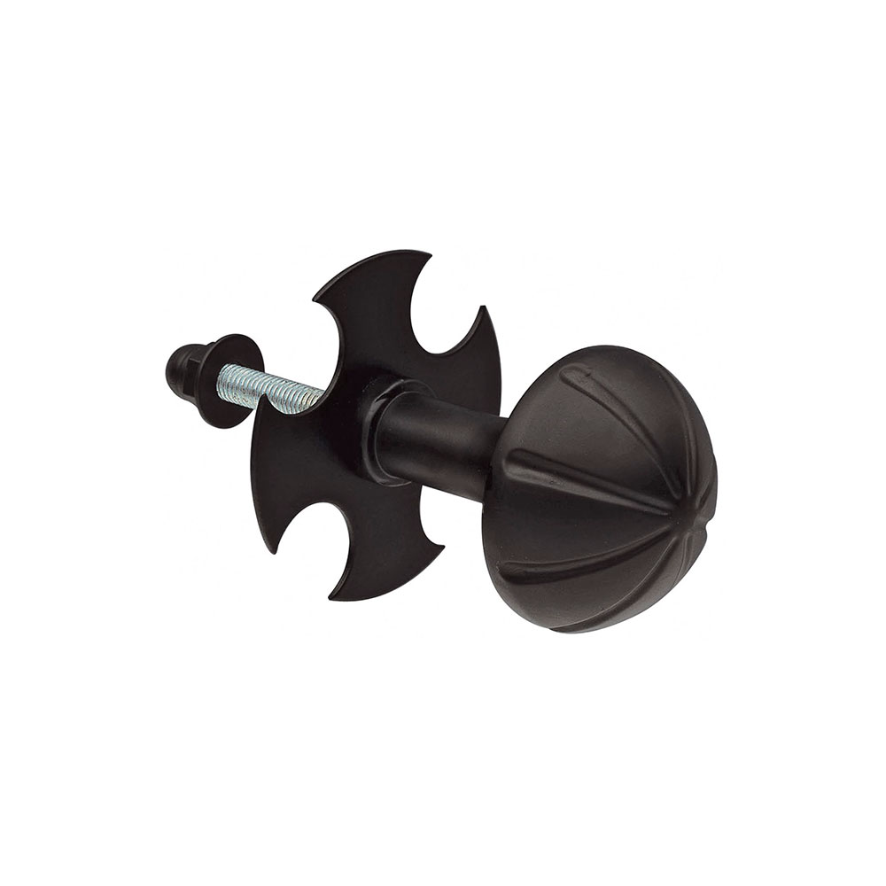 Pomo fijo de diam. 55mm. Zamak negro con roseta para puertas de entrada - Mod. 17