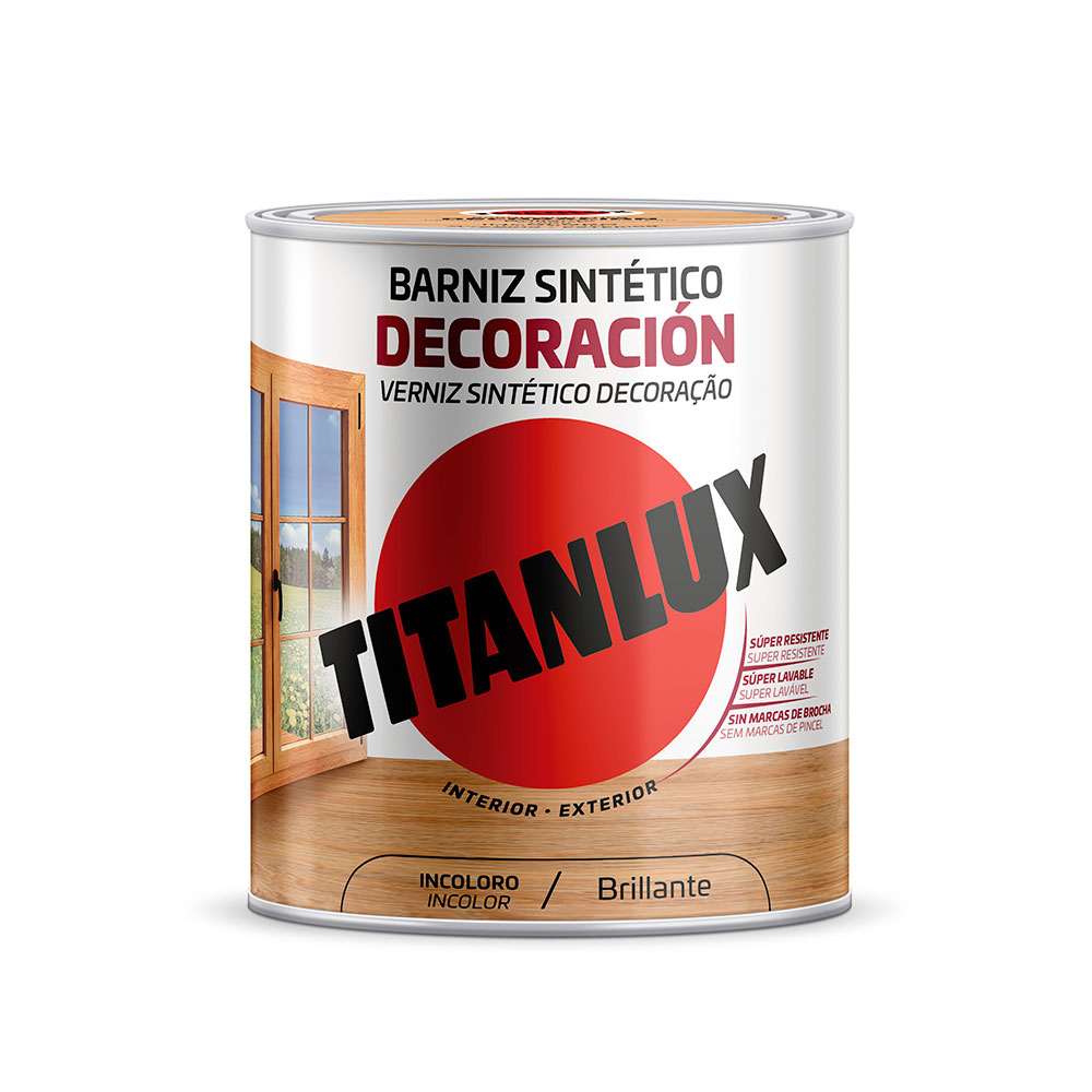 Barniz Sintético Deco. Titanlux Brillante Incoloro 0,75L