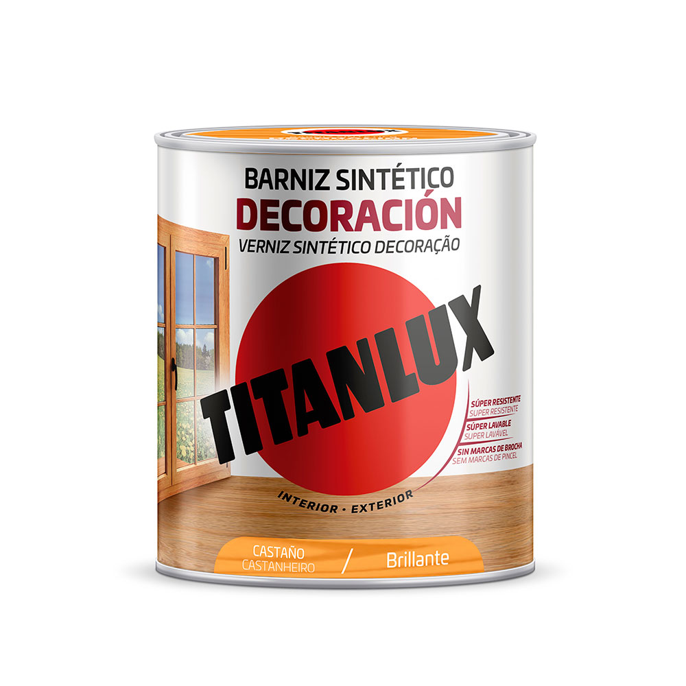 Barniz Sintético Deco. Titanlux Brillante Castaño 0,75L