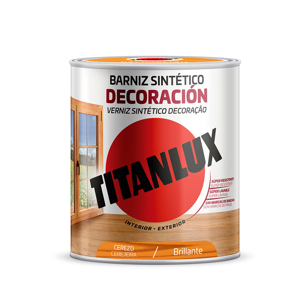 Barniz Sintético Deco. Titanlux Brillante Cerezo 0,25L