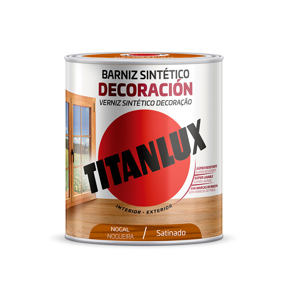 Barniz Sintético Deco. Titanlux Satinado Nogal 0,75L