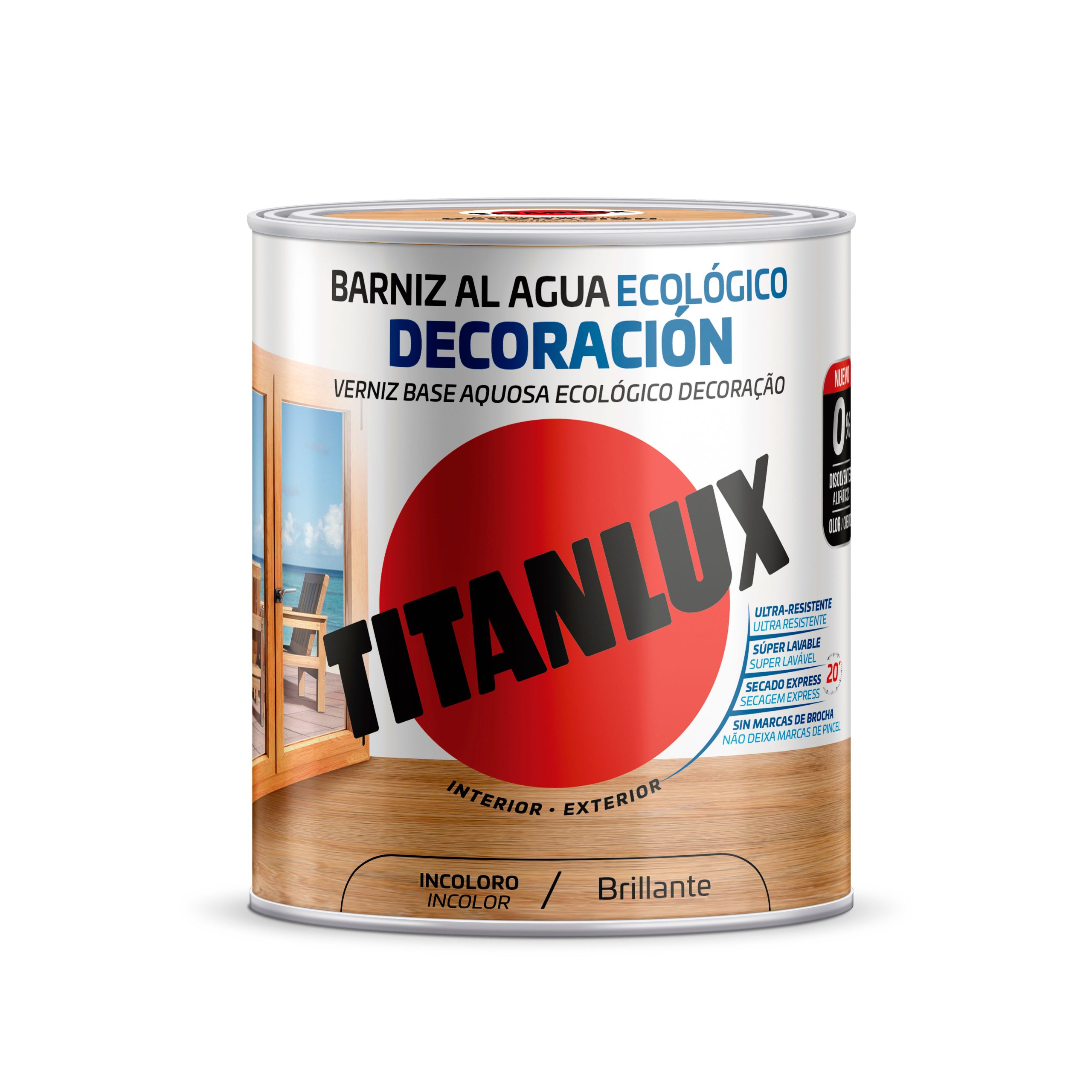 Barniz Al Agua Eco Deco Titanlux Brillante Incoloro 0,75L