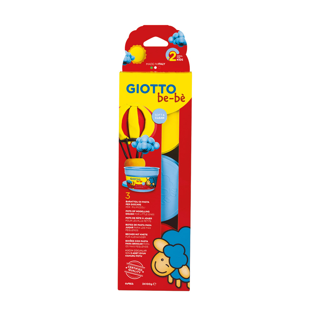 Giotto Be-Bè Súper Pasta Para Jugar 100 G. Estuche 3 Uds. (Amarillo+Cian+Rojo)