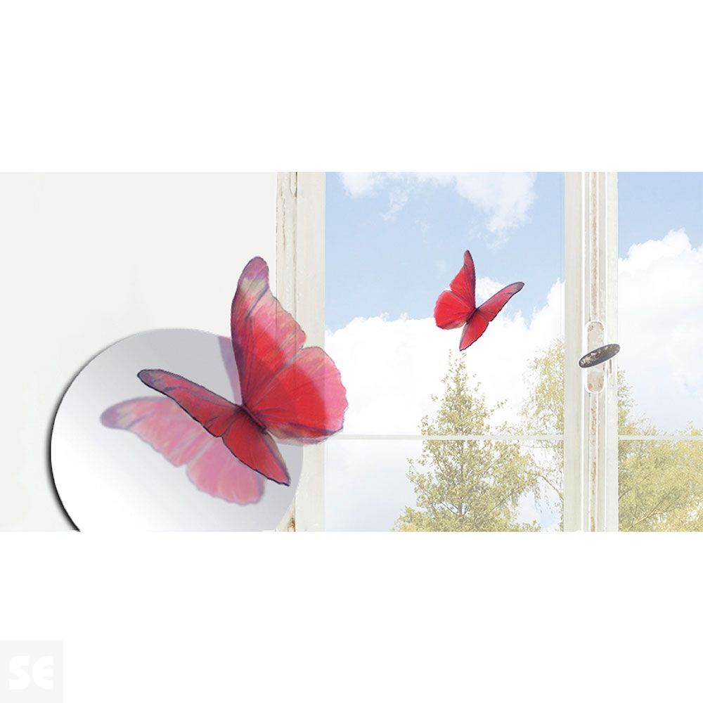 Decoracion 3D Transp.- Mariposas Rojas (8x6,5Cm A 14x11Cm