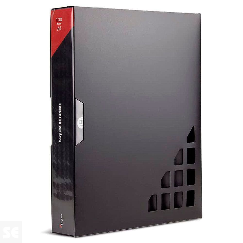 Carpeta 100 Fundas con Visor y Caja Negra - 4090001