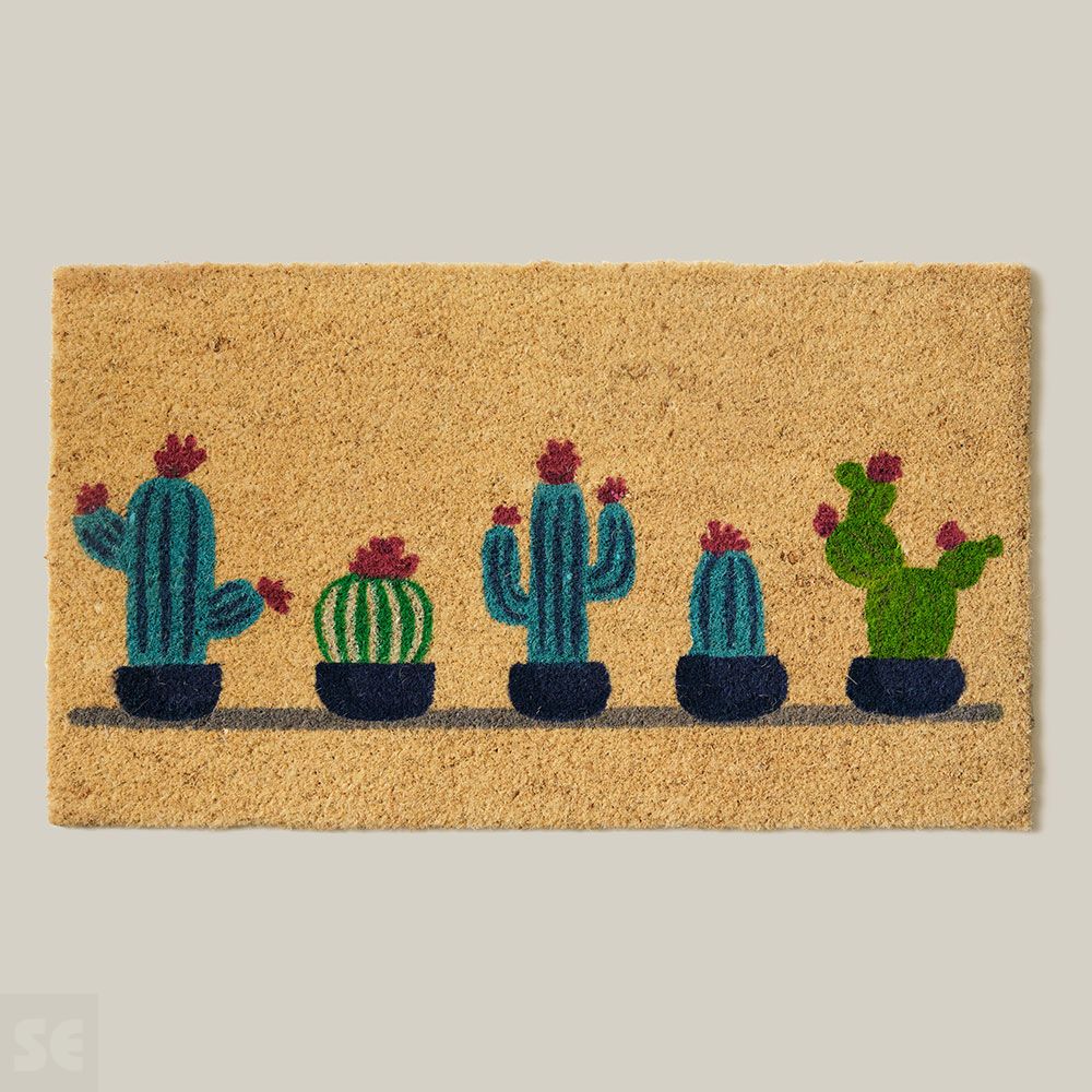 Felpudo Coco Blanco Cactus 40x70 cm.