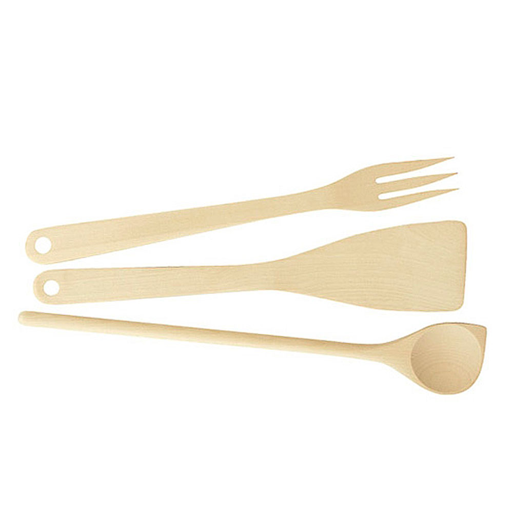 Jgo. 3 pz. cuchara, pala y tenedor Woody