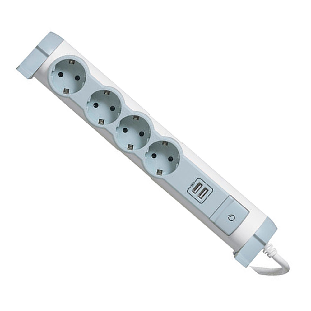 Bases Múltiple Blanco 4x2p+T 1,5m/2 Usb