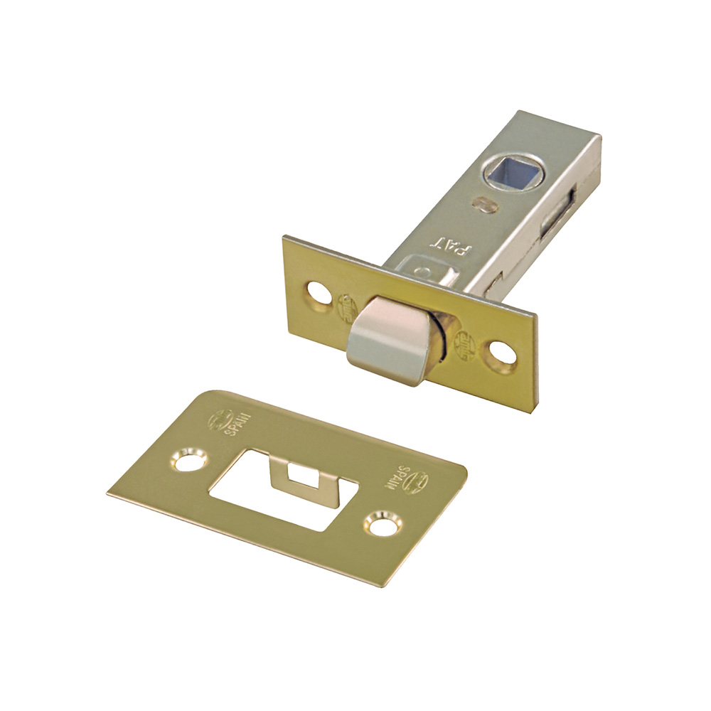 Picaporte embutir manillas 45mm. Acero latonado barnizado (1u.) - Mod. 6