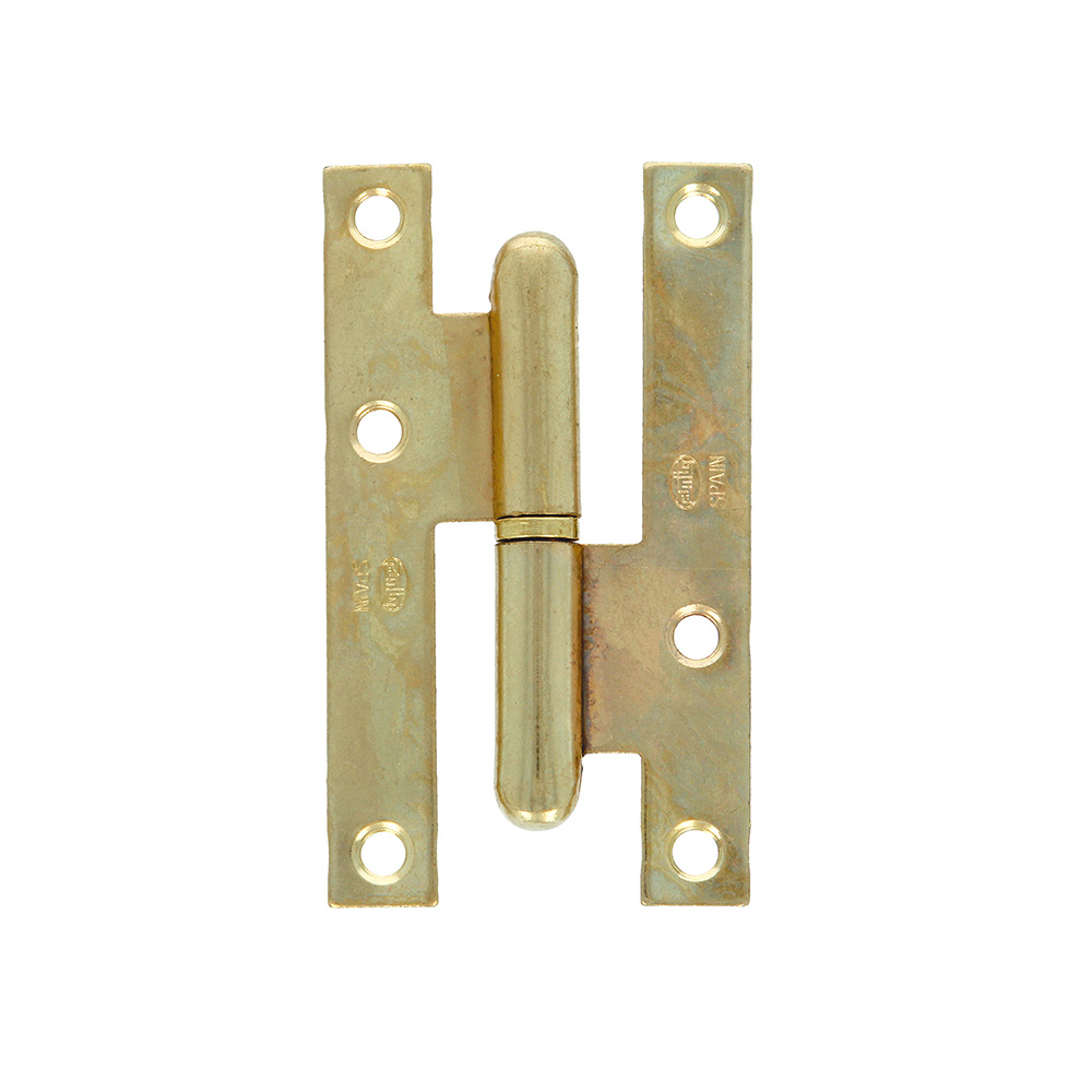 Pernio sin remate y canto cuadrado derecha 95x52x2mm. Acero latonado barnizado (2u.) - Mod. 403