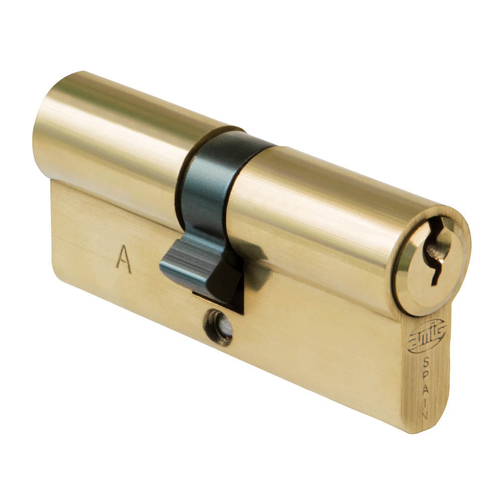 Cilindro de serreta con 5 pines y leva de 15mm. 90 (45-45) en Latón pulido - Mod. 9500