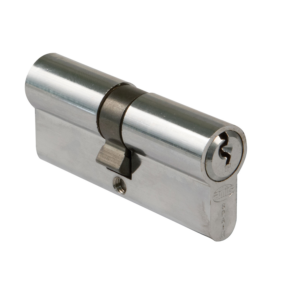 Cilindro de serreta con 5 pines y leva de 15mm. 100 (50-50) en Latón cromado brillo - Mod. 9500