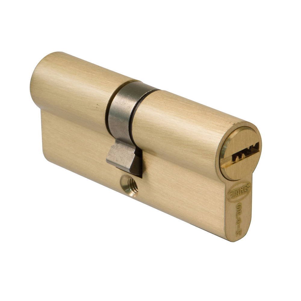 Cilindro de seguridad 6 pines y leva 15mm. 80 (40-40) en Latón mate - Mod. 9850