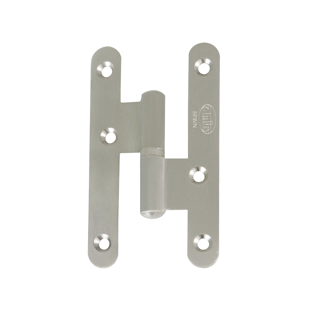 Pernio sin remate canto redondo izquierda 100x58x2mm. Acero inoxidable 18/8 mate (2u.) - Mod. 405